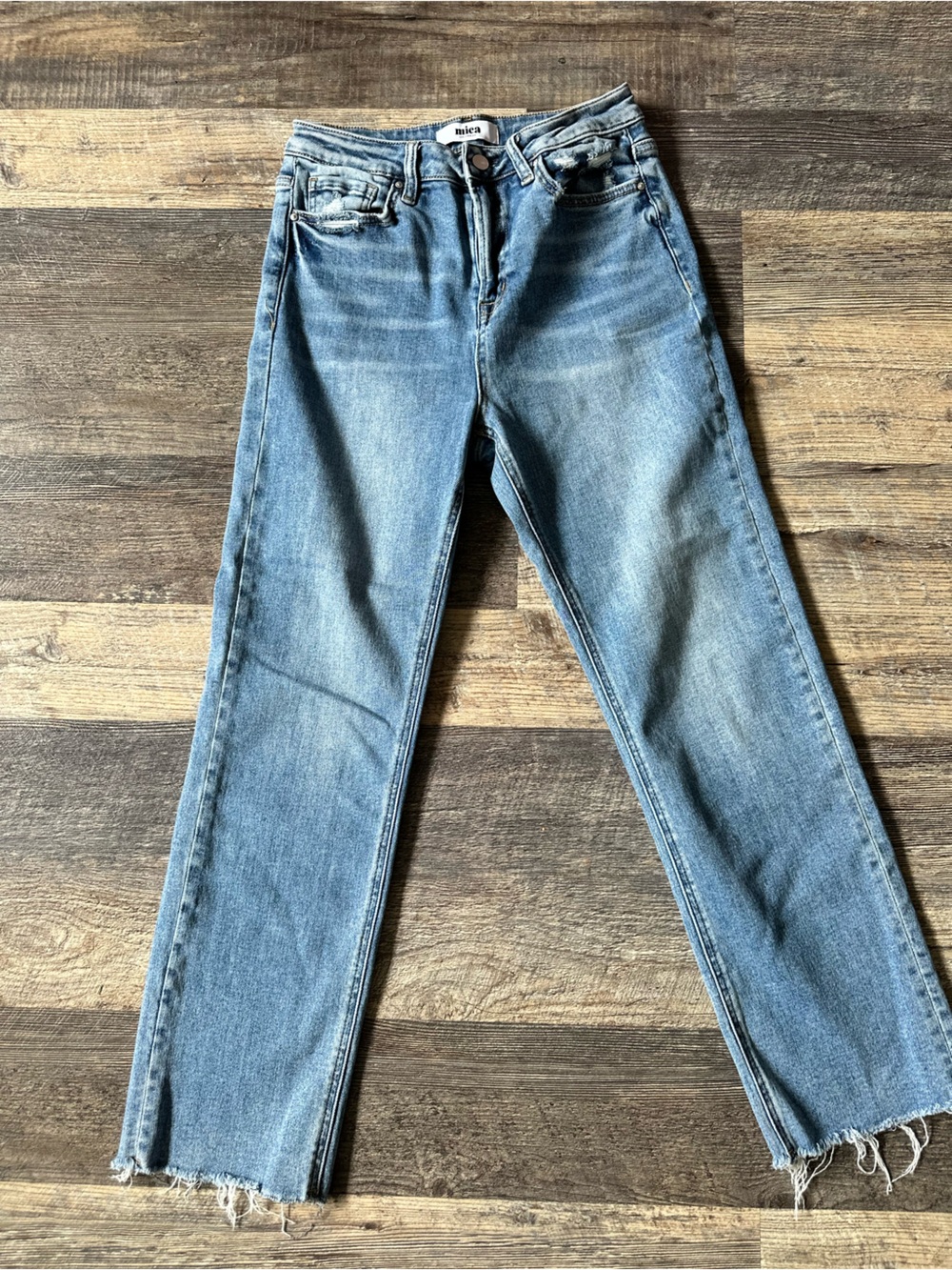 Light Wash Skinny Jeans with Raw Hem
